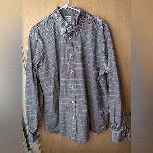 Brooks Brothers Regent Fit Red and Blue Plaid Button Down Long Sleeve Shirt